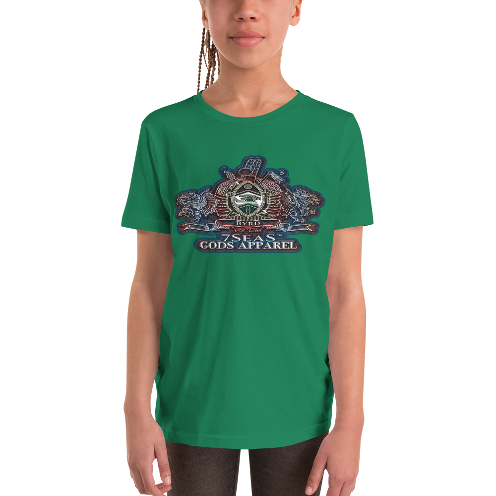 SOBEK - BYRD OF THE 7SEAS GODS APPAREL - BLUE/RED/GREEN - Youth Goddess/Girls Short Sleeve T-Shirt