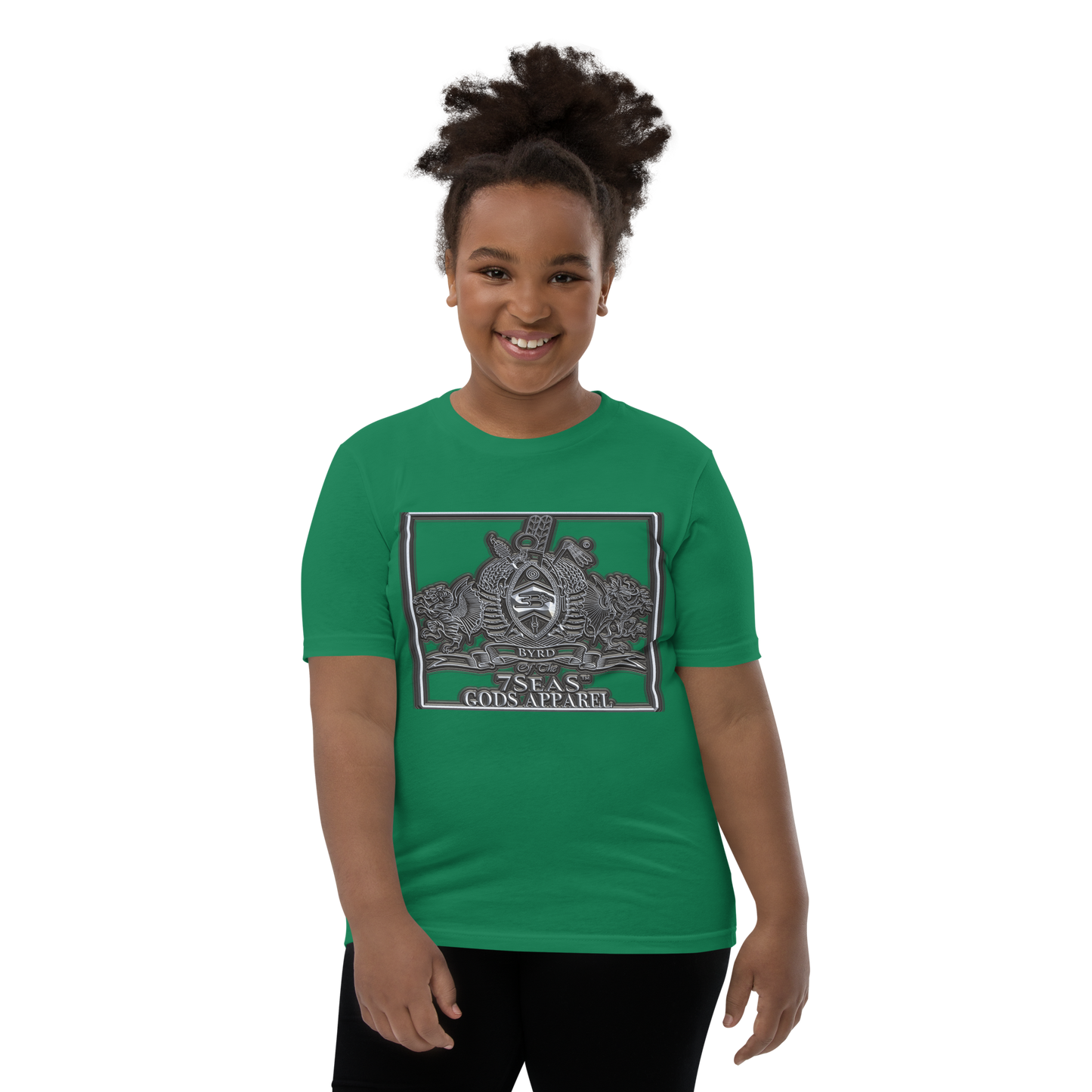 AMUN MIN - Grey - BYRD OF THE 7SEAS GODS APPAREL - Goddess’s/Girls Youth Short Sleeve T-Shirt