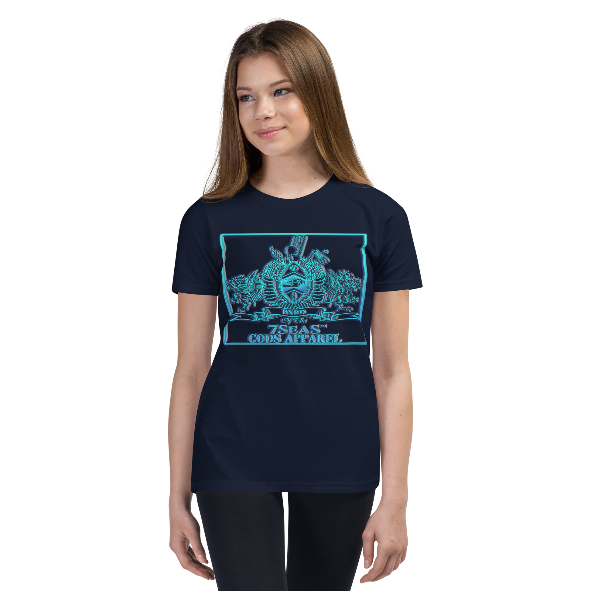 PTAH - BYRD OF THE 7SEAS GODS APPAREL - BLUE - Youth Goddess/Girls Short Sleeve T-Shirt