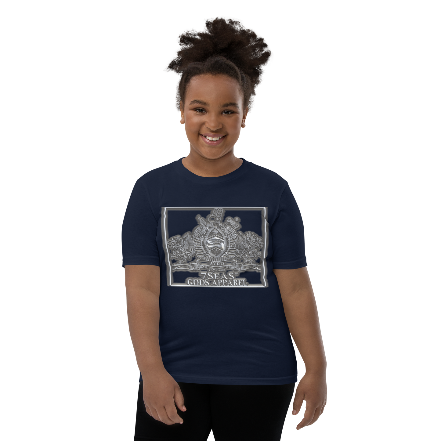 AMUN MIN - Grey - BYRD OF THE 7SEAS GODS APPAREL - Goddess’s/Girls Youth Short Sleeve T-Shirt