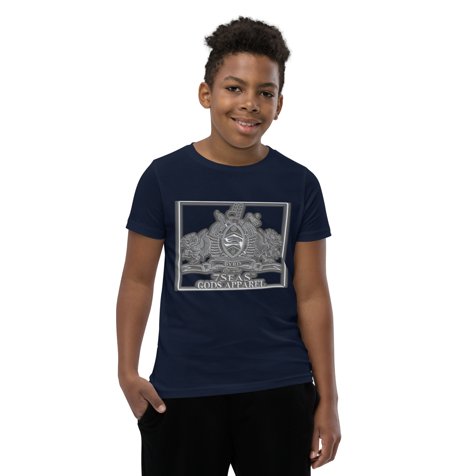 AMUN MIN - Grey - BYRD OF THE 7SEAS GODS APPAREL - Gods/Boys Youth Short Sleeve T-Shirt