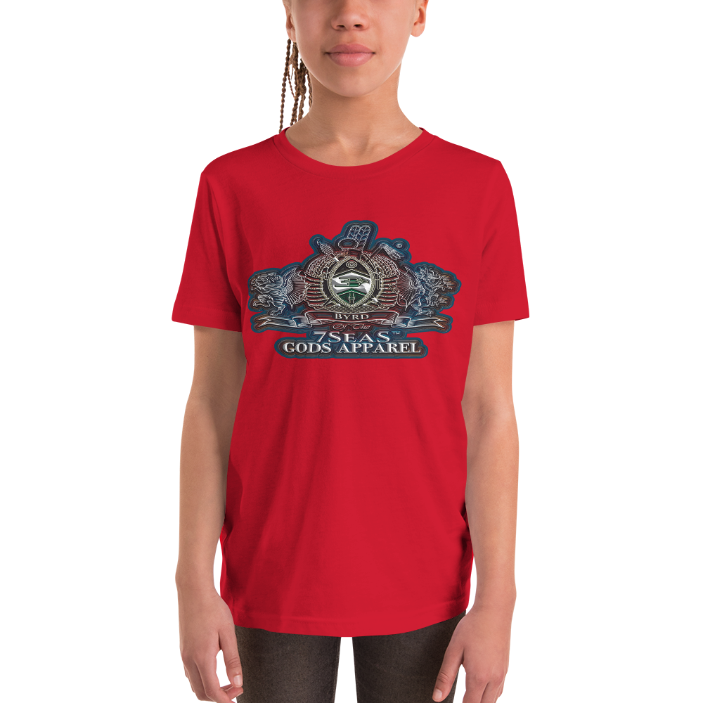 SOBEK - BYRD OF THE 7SEAS GODS APPAREL - BLUE/RED/GREEN - Youth Goddess/Girls Short Sleeve T-Shirt