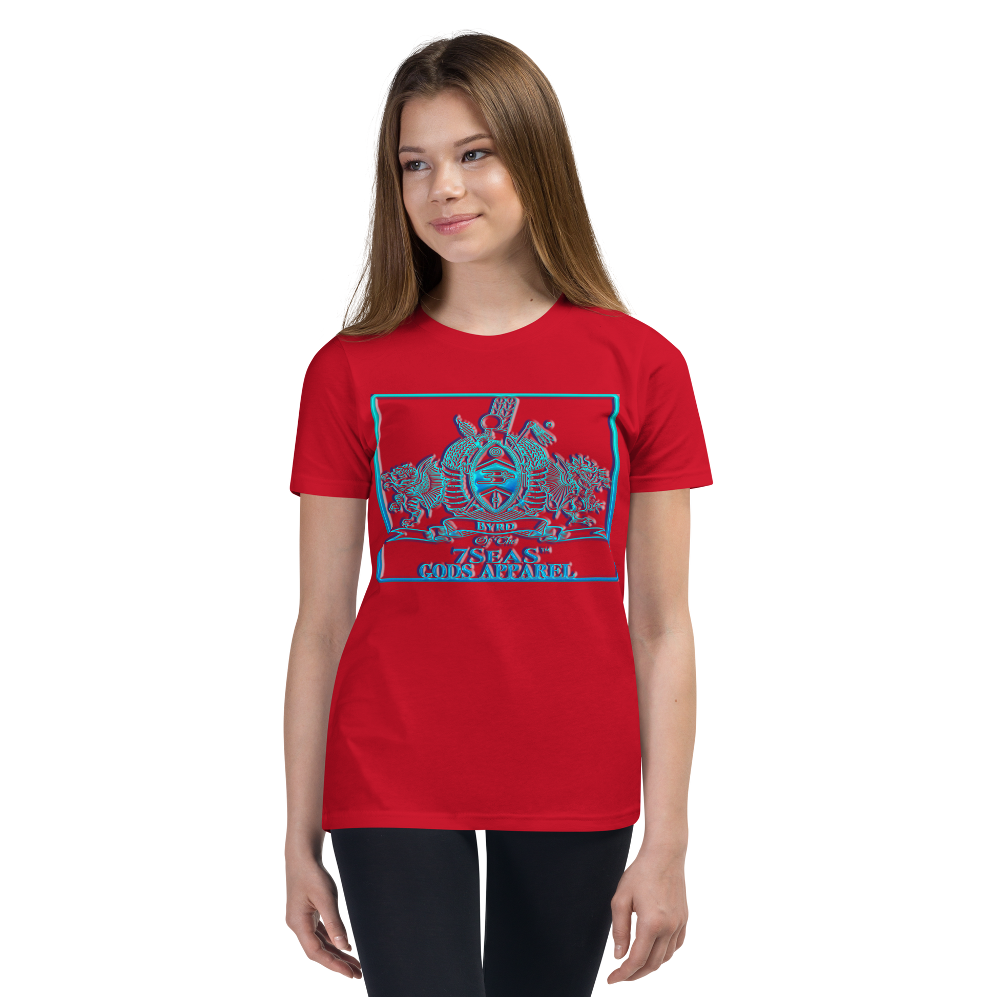 PTAH - BYRD OF THE 7SEAS GODS APPAREL - BLUE - Youth Goddess/Girls Short Sleeve T-Shirt