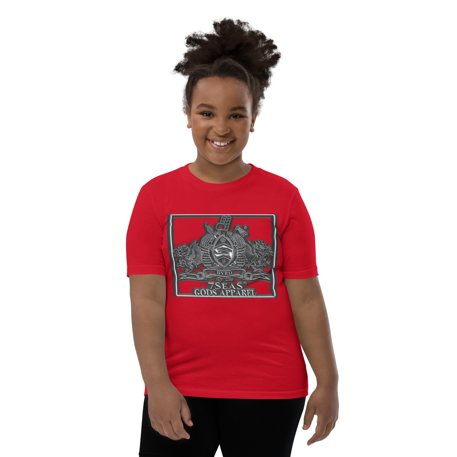 AMUN MIN - Grey - BYRD OF THE 7SEAS GODS APPAREL - Goddess’s/Girls Youth Short Sleeve T-Shirt