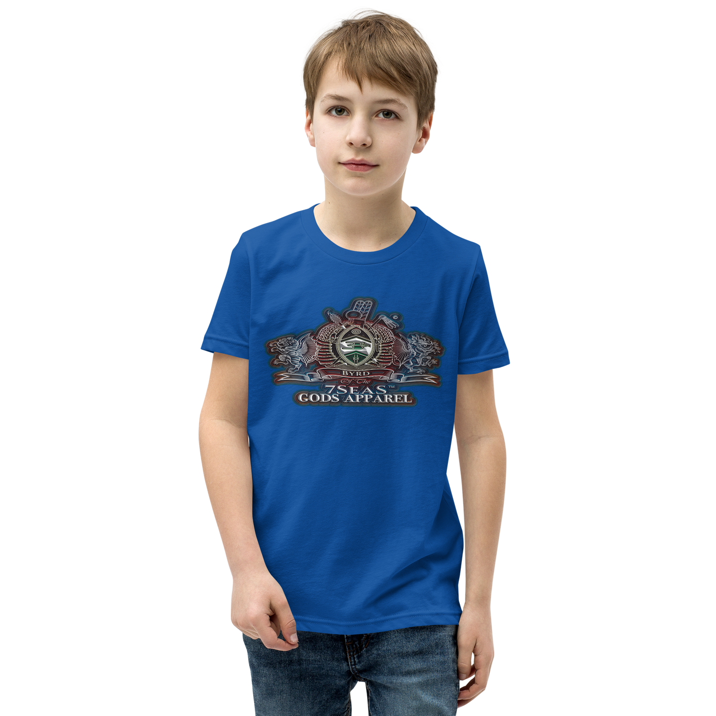 SOBEK - BYRD OF THE 7SEAS GODS APPAREL - BLUE/RED/GREEN - Youth Gods/Boys Short Sleeve T-Shirt