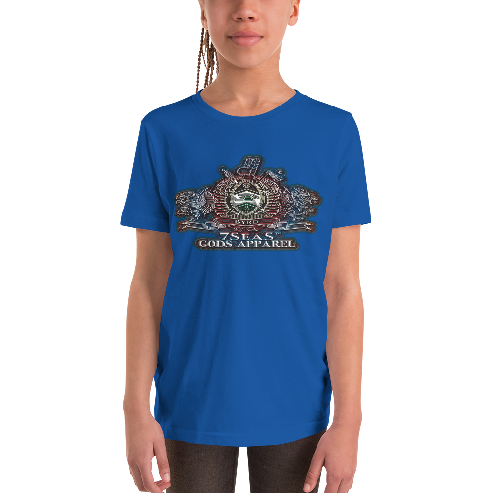 SOBEK - BYRD OF THE 7SEAS GODS APPAREL - BLUE/RED/GREEN - Youth Goddess/Girls Short Sleeve T-Shirt