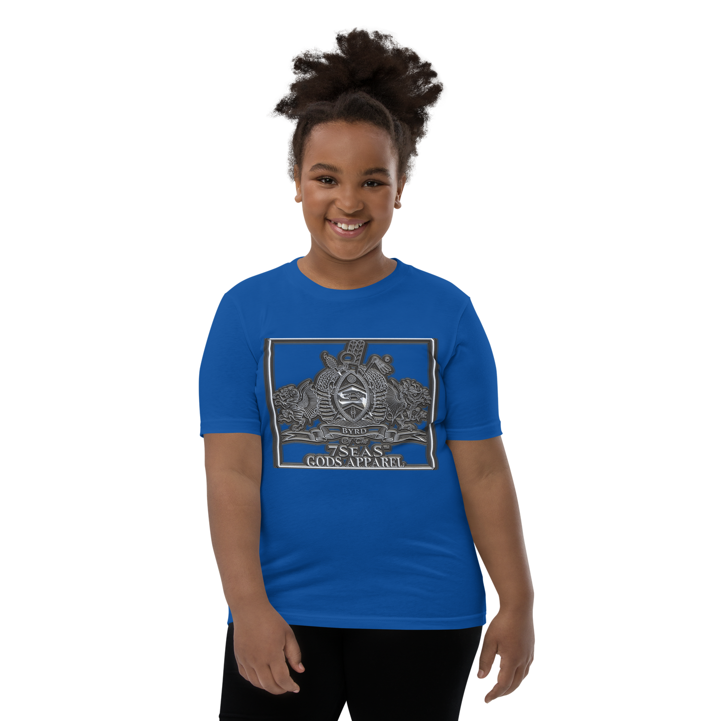 AMUN MIN - Grey - BYRD OF THE 7SEAS GODS APPAREL - Goddess’s/Girls Youth Short Sleeve T-Shirt