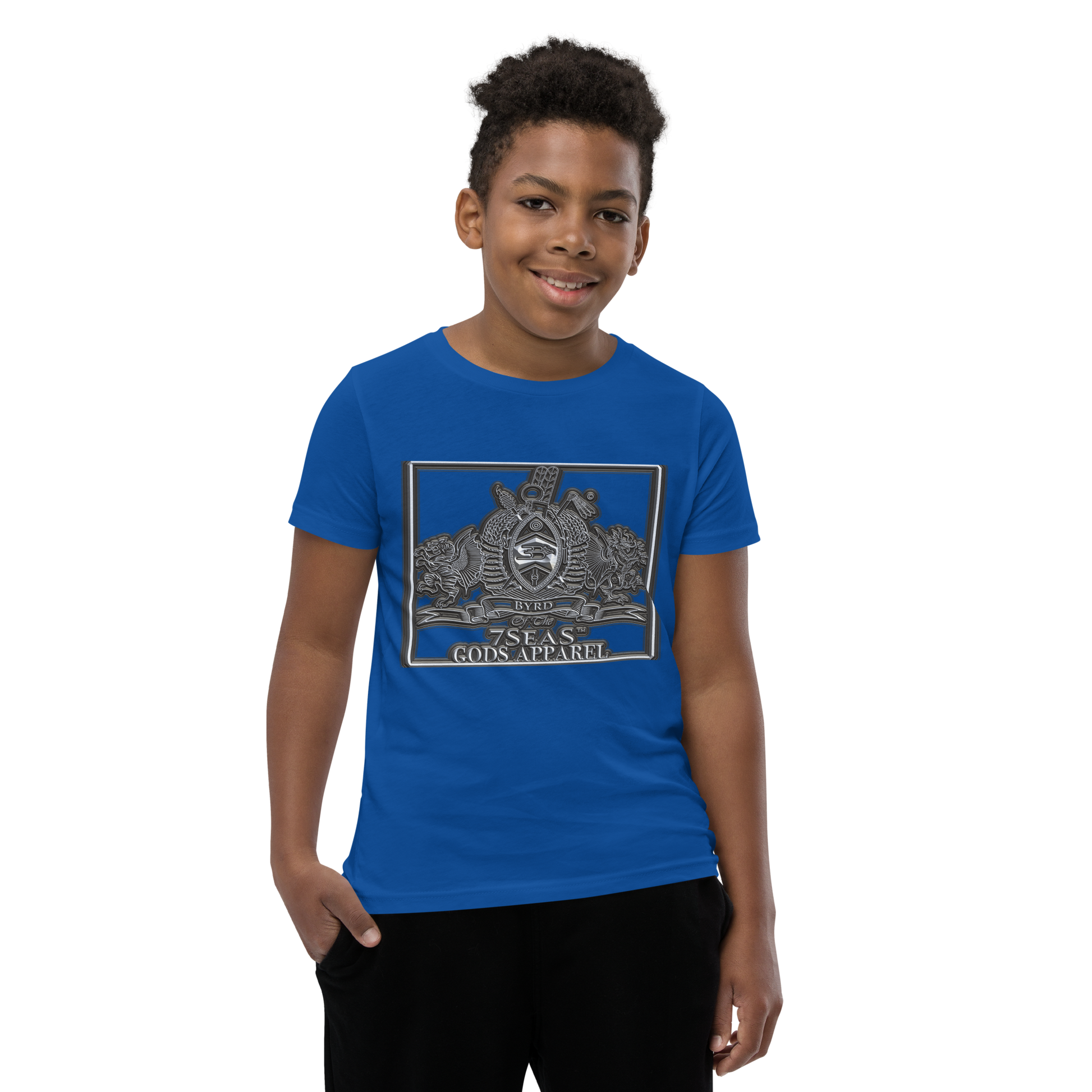 AMUN MIN - Grey - BYRD OF THE 7SEAS GODS APPAREL - Gods/Boys Youth Short Sleeve T-Shirt