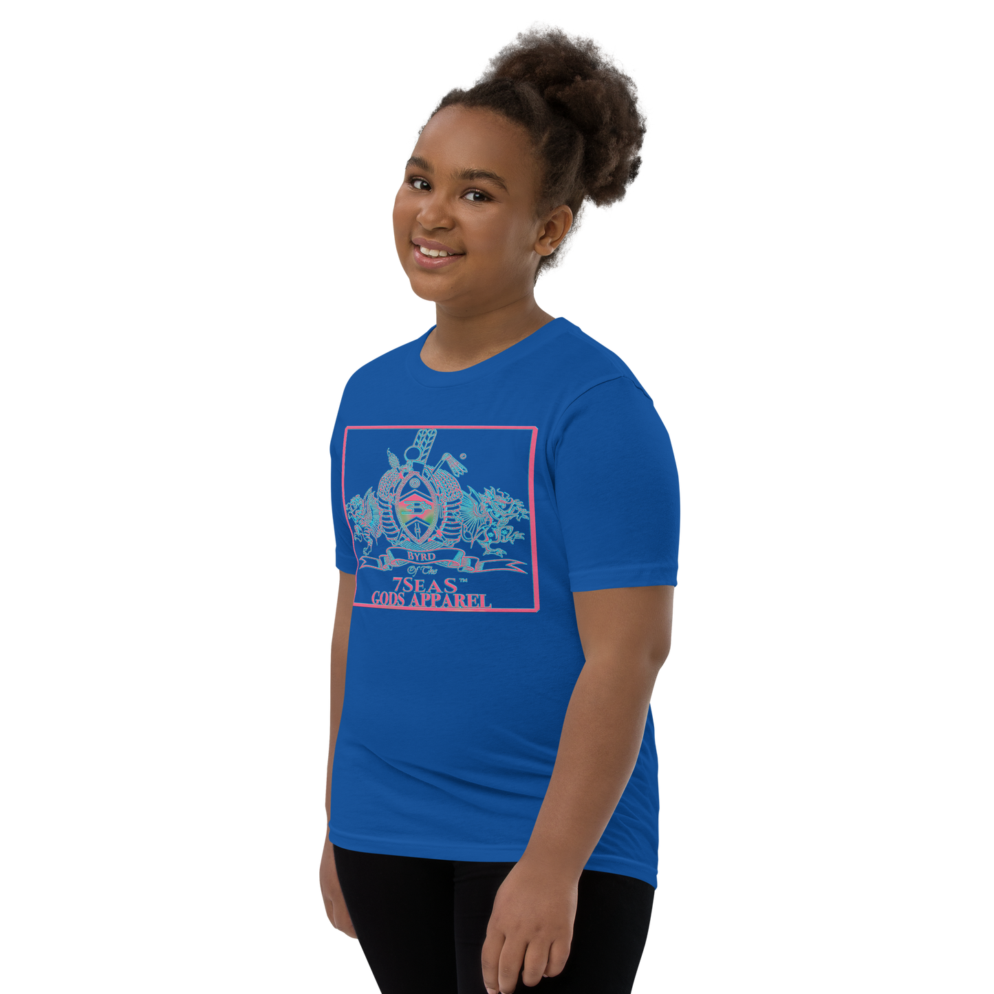 YEMAYA - BYRD OF THE 7SEAS GODS APPAREL - BLUE/PINK - Youth Goddess/Girls Short Sleeve T-Shirt