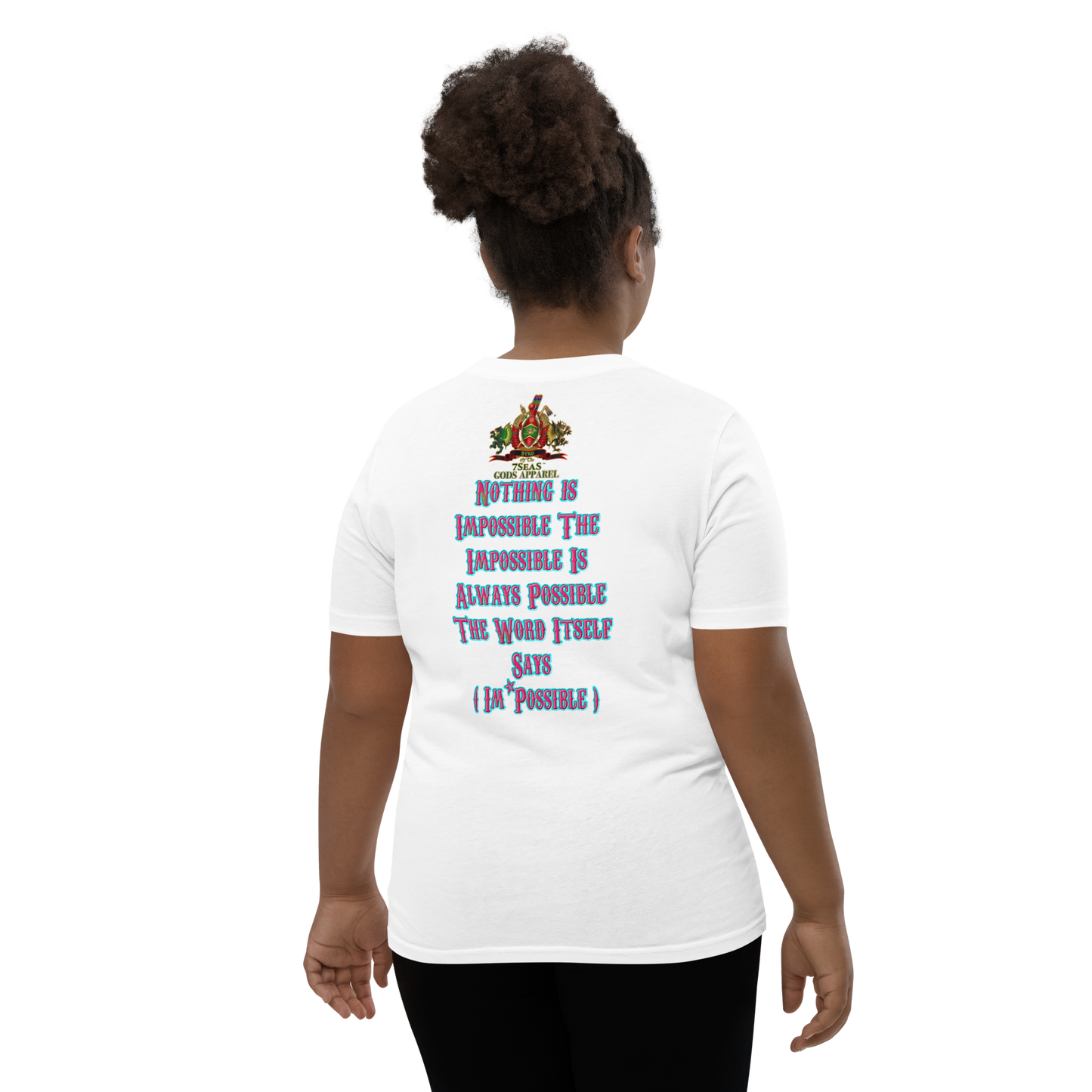 YEMAYA - BYRD OF THE 7SEAS GODS APPAREL - BLUE/PINK - Youth Goddess/Girls Short Sleeve T-Shirt