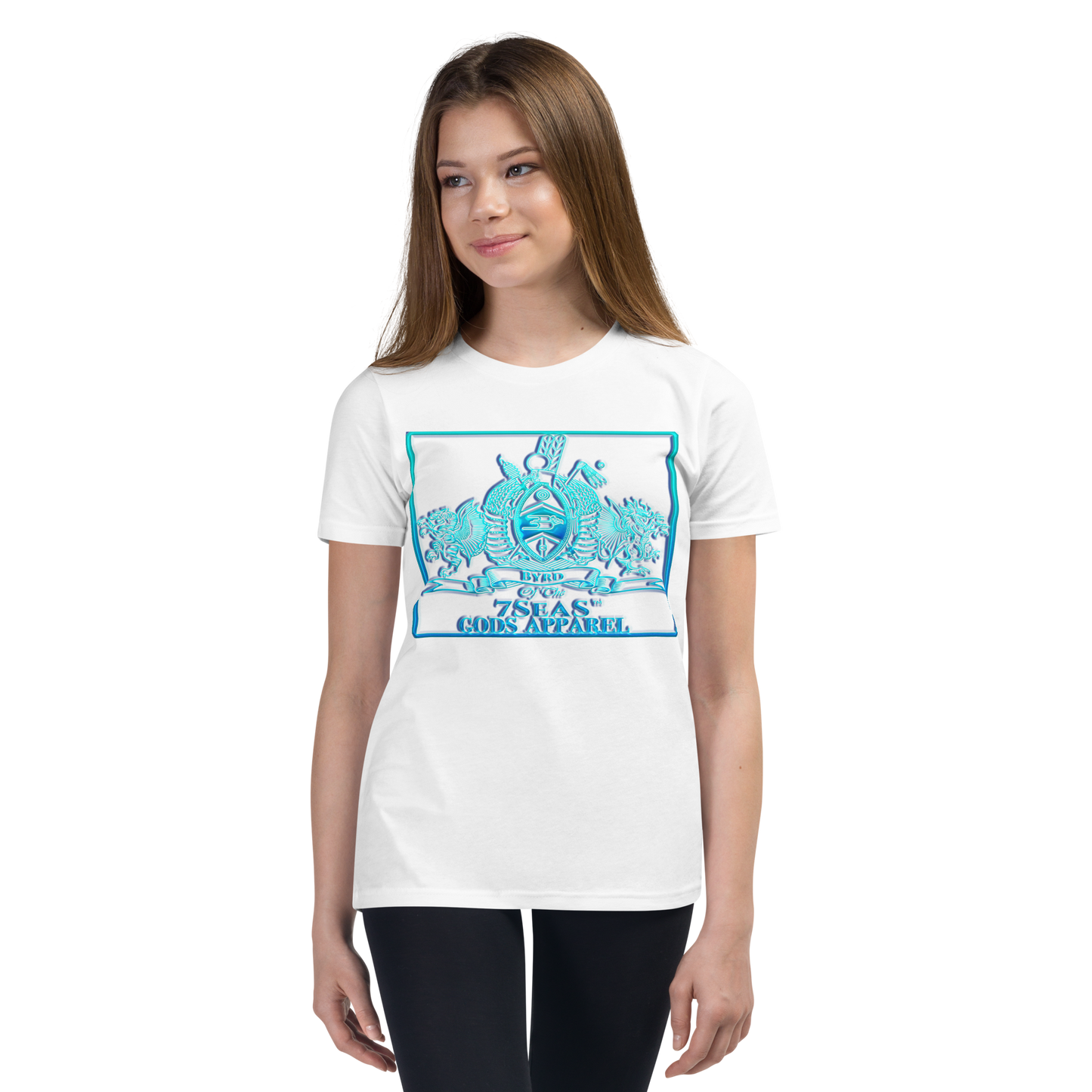 PTAH - BYRD OF THE 7SEAS GODS APPAREL - BLUE - Youth Goddess/Girls Short Sleeve T-Shirt