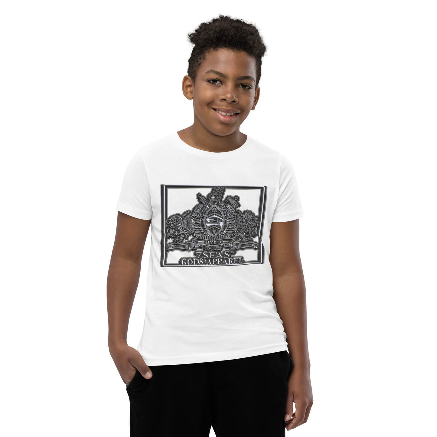 AMUN MIN - Grey - BYRD OF THE 7SEAS GODS APPAREL - Gods/Boys Youth Short Sleeve T-Shirt