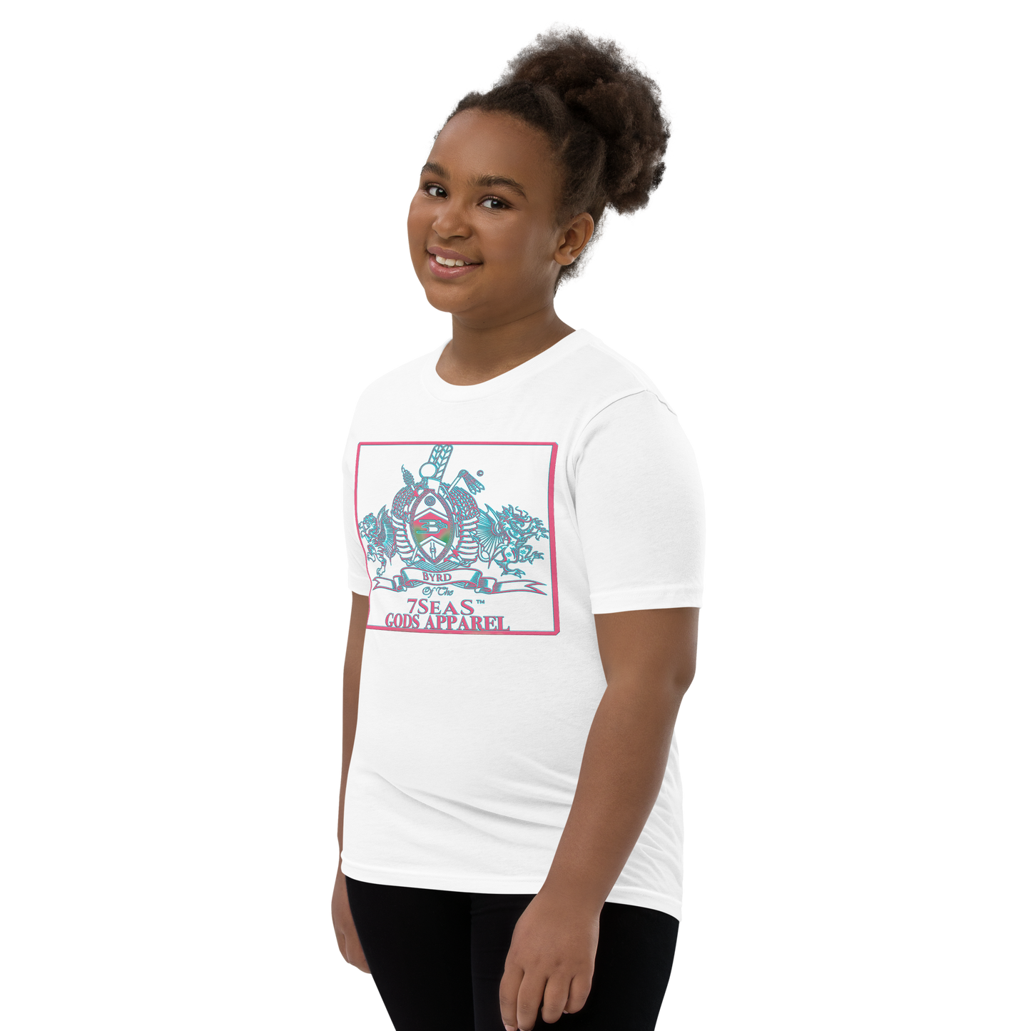 YEMAYA - BYRD OF THE 7SEAS GODS APPAREL - BLUE/PINK - Youth Goddess/Girls Short Sleeve T-Shirt